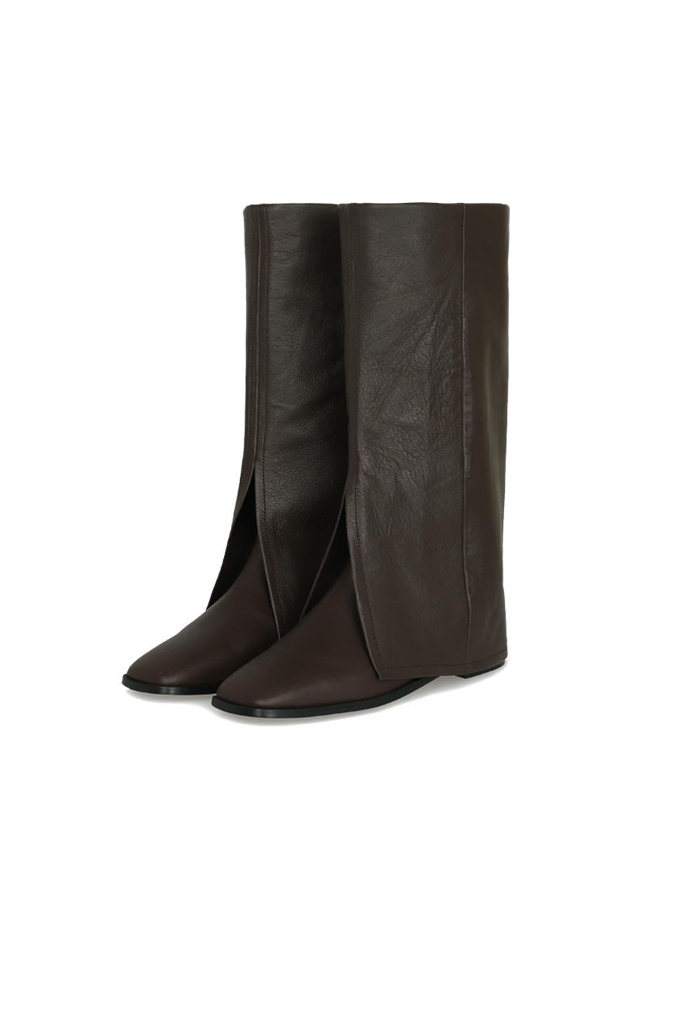(ORDER-MADE) TWO-WAY LEATHER MID LENGTH BOOTS - BROWN