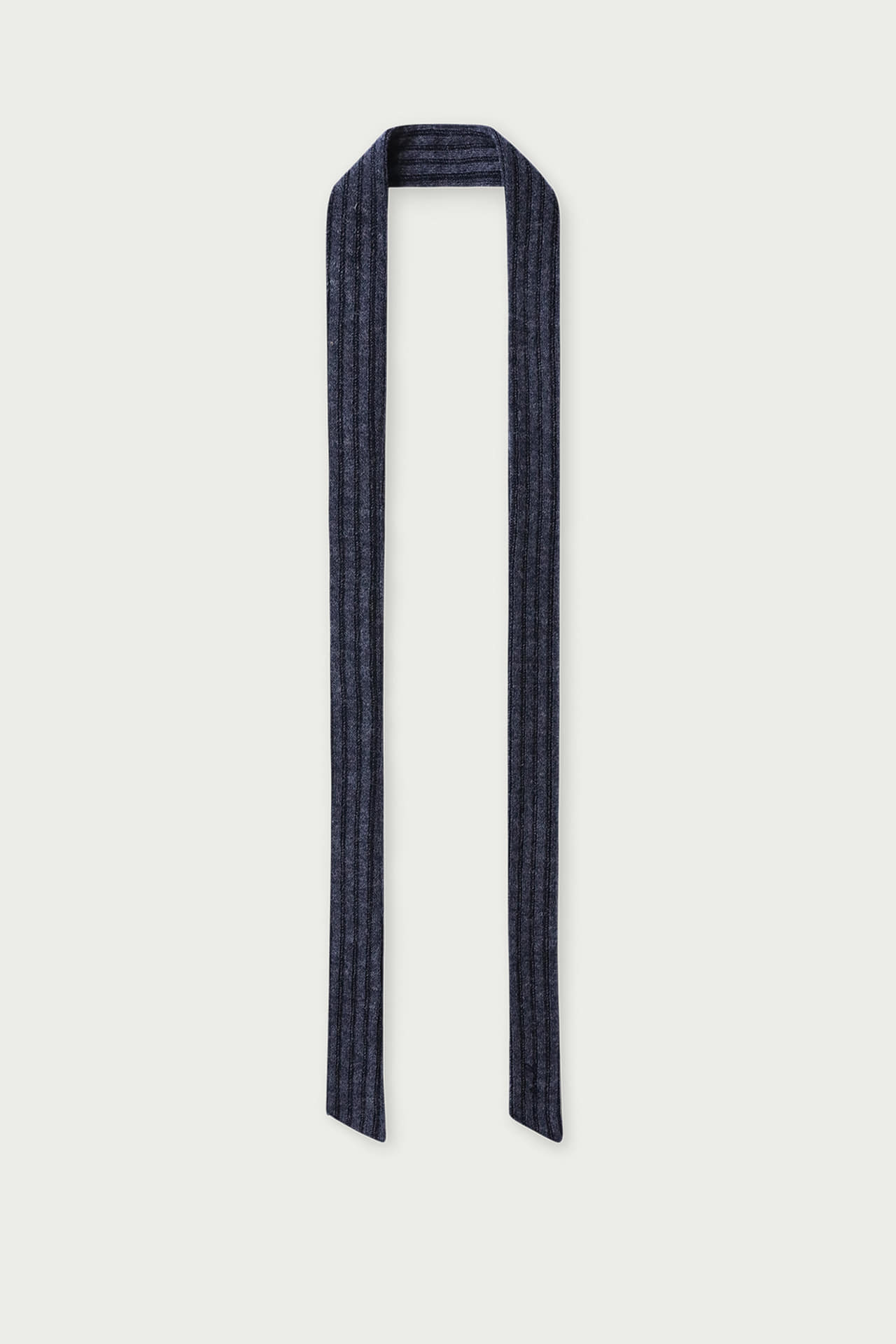 RIBBED EMBROIDERED KNIT MUFFLER - NAVY