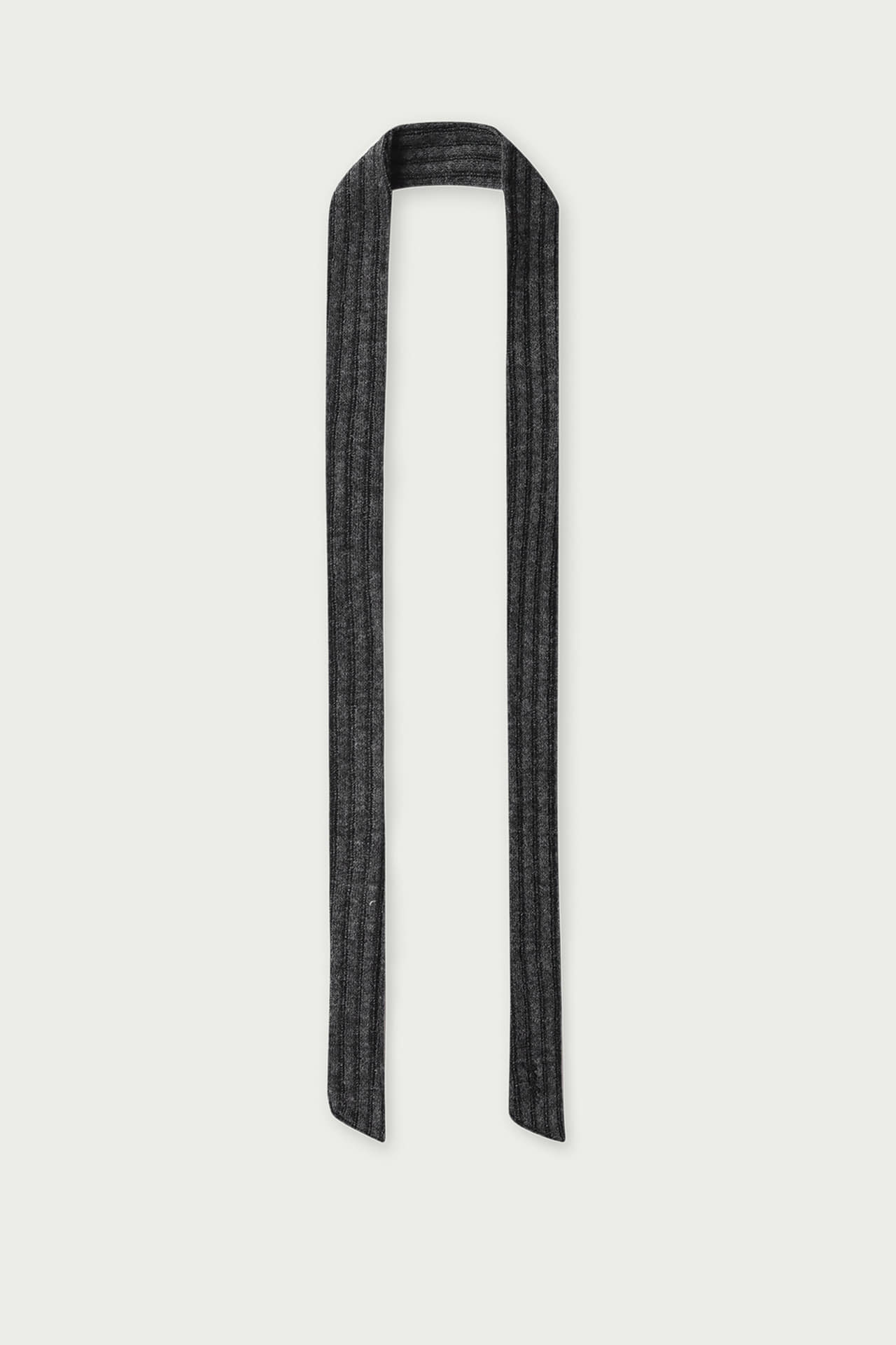 RIBBED EMBROIDERED KNIT MUFFLER - CHARCOAL