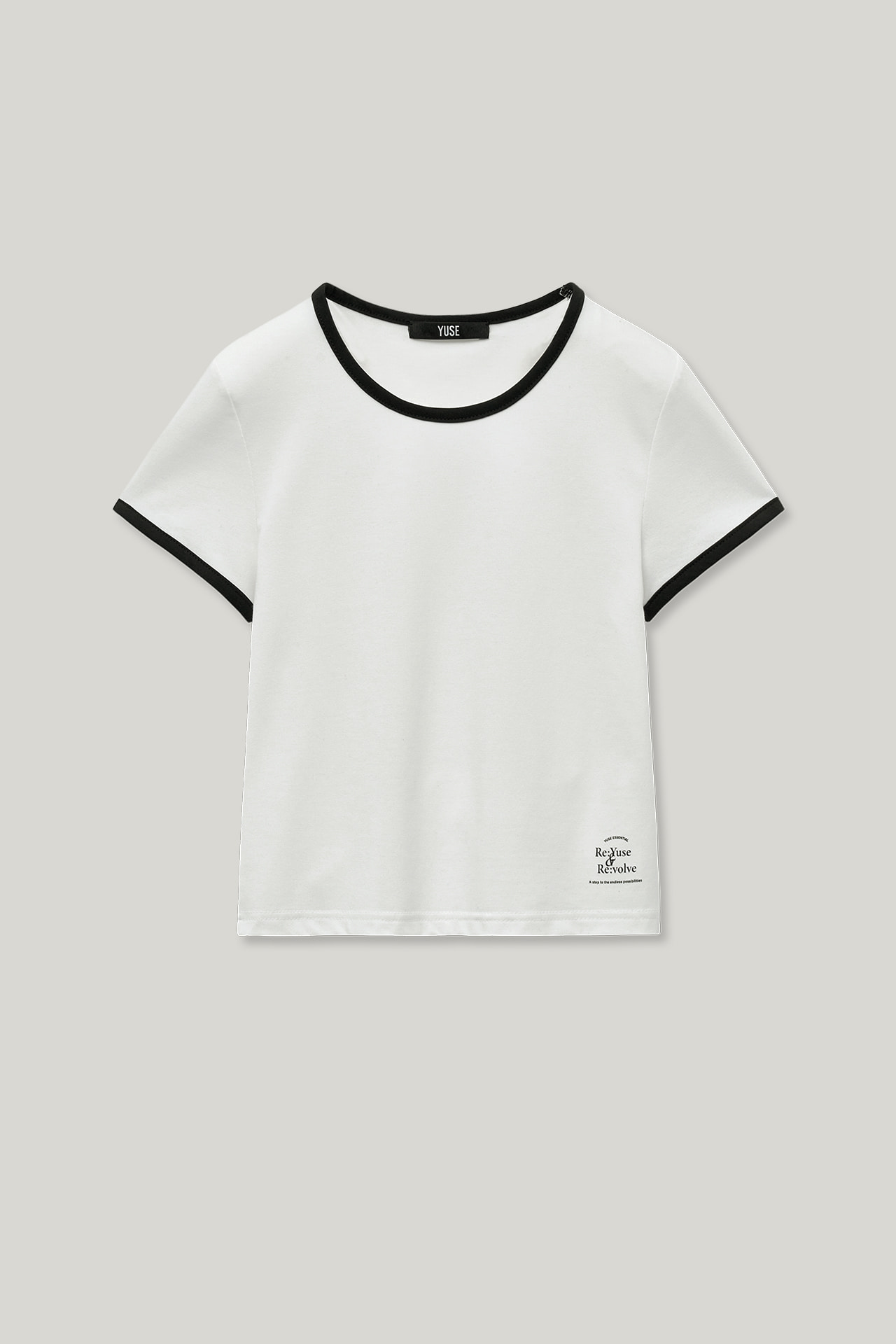 [RE:YUSE] BASIC RECYCLE COLOR POINT CROP T-SHIRT - WHITE (4/15일 예약배송)