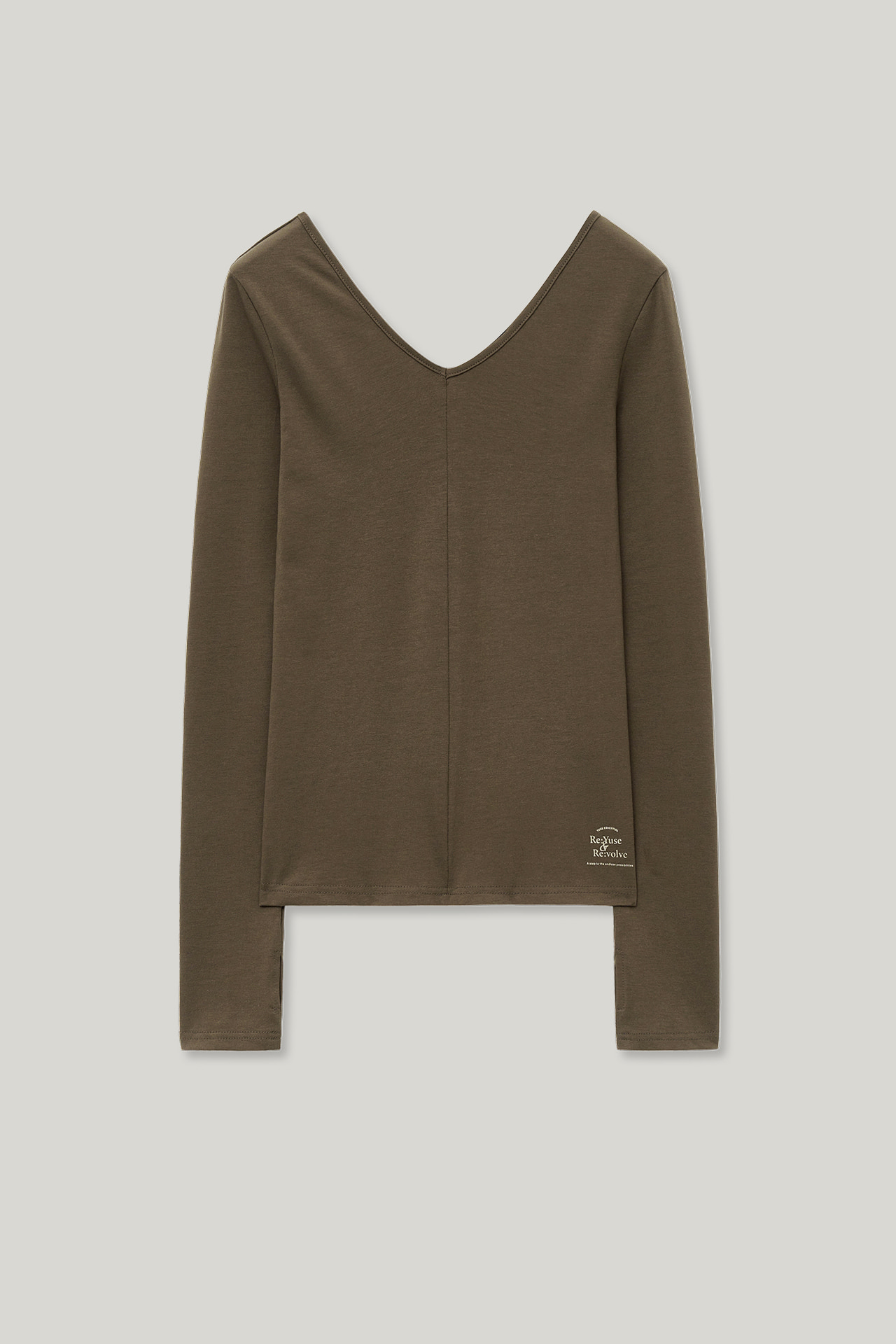[RE:YUSE] BASIC RECYCLE V-NECK TOP - BROWN