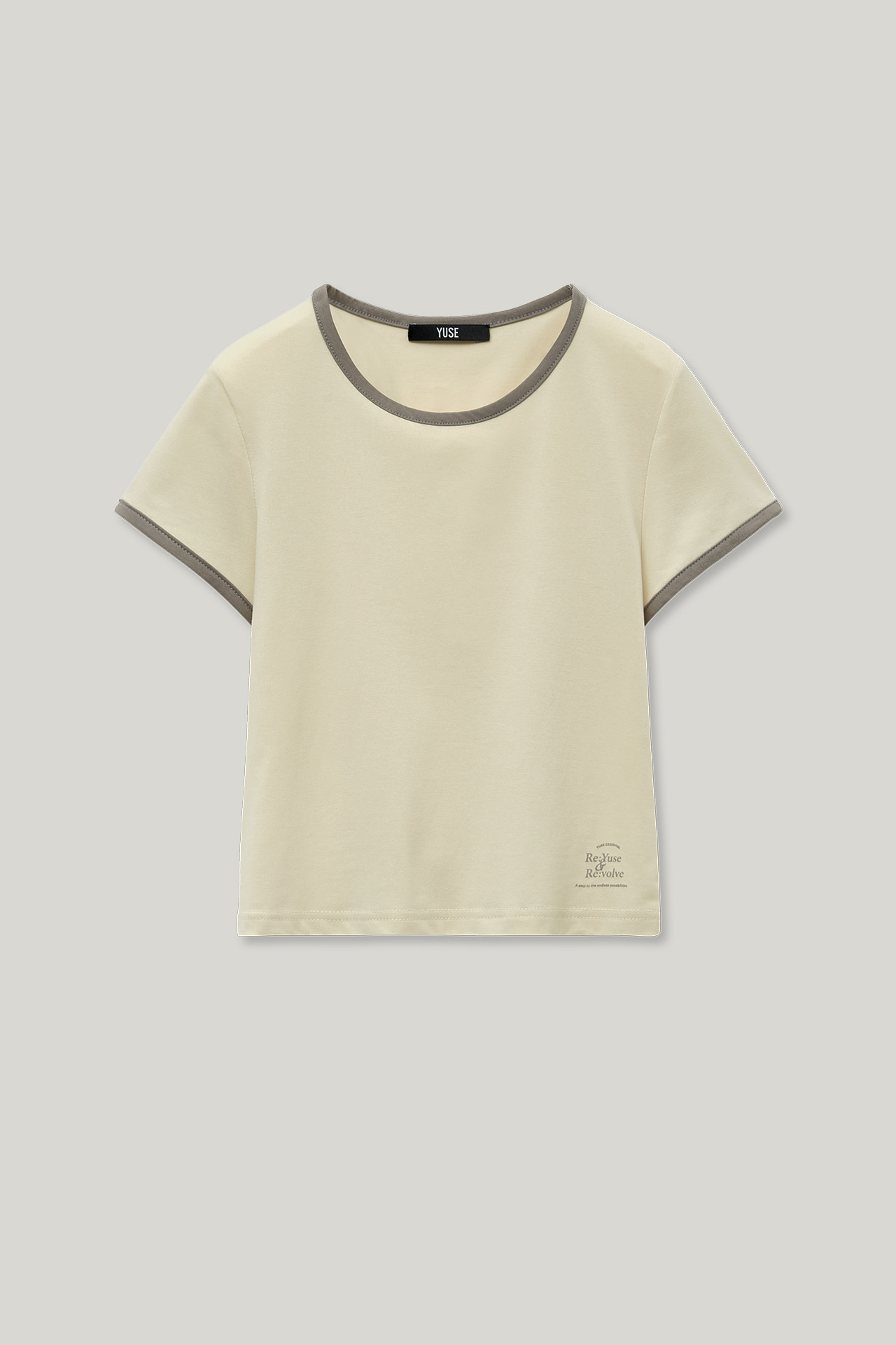 [RE:YUSE] BASIC RECYCLE COLOR POINT CROP T-SHIRT - LIGHT YELLOW (4/15일 예약배송)