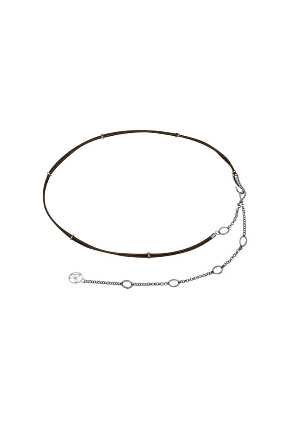 HOOK LEATHER CHAIN STRING - BROWN
